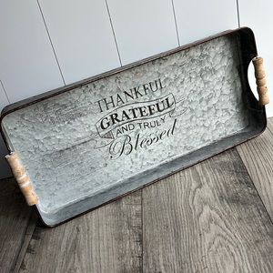 Farmhouse Metal Tray Thankful Blessed